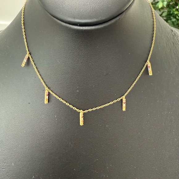 (38)Madewell NEW Multi color rainbow Charm necklace - Picture 2 of 3